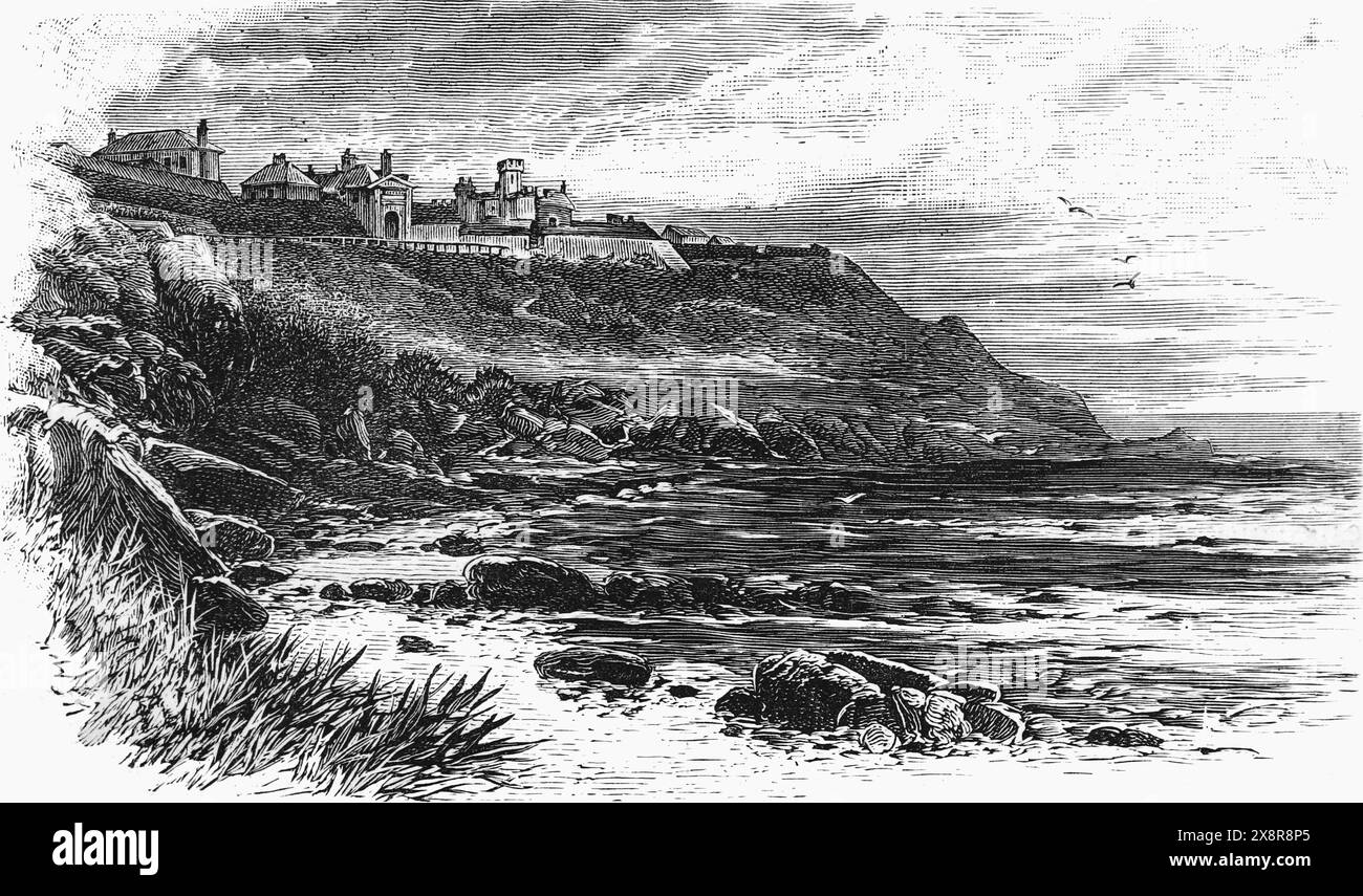 Pendennis Castle, Falmouth, Cornwall, wie es Ende des 19. Jahrhunderts erschien. Schwarz-weiß-Illustration aus unserem eigenen Land Band III Stockfoto