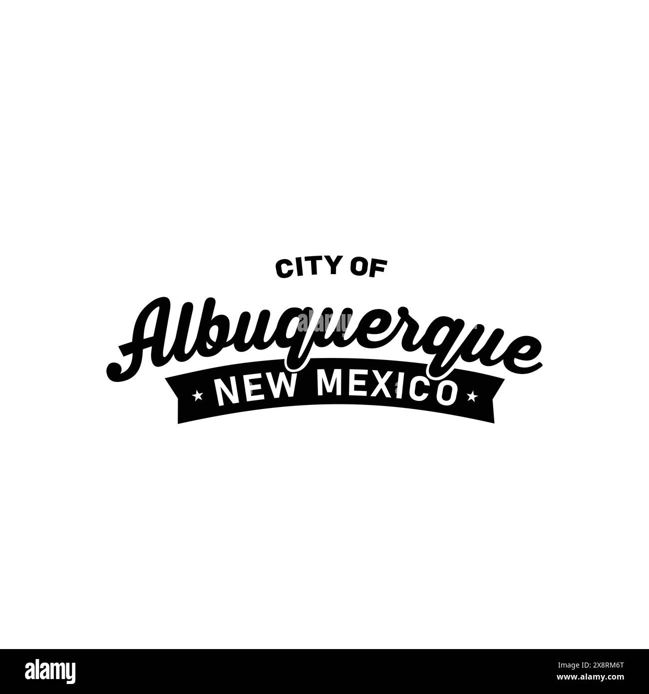 Schriftzug „City of Albuquerque“. Typografie-Design in Albuquerque, New Mexico. Vektor und Illustration. Stock Vektor