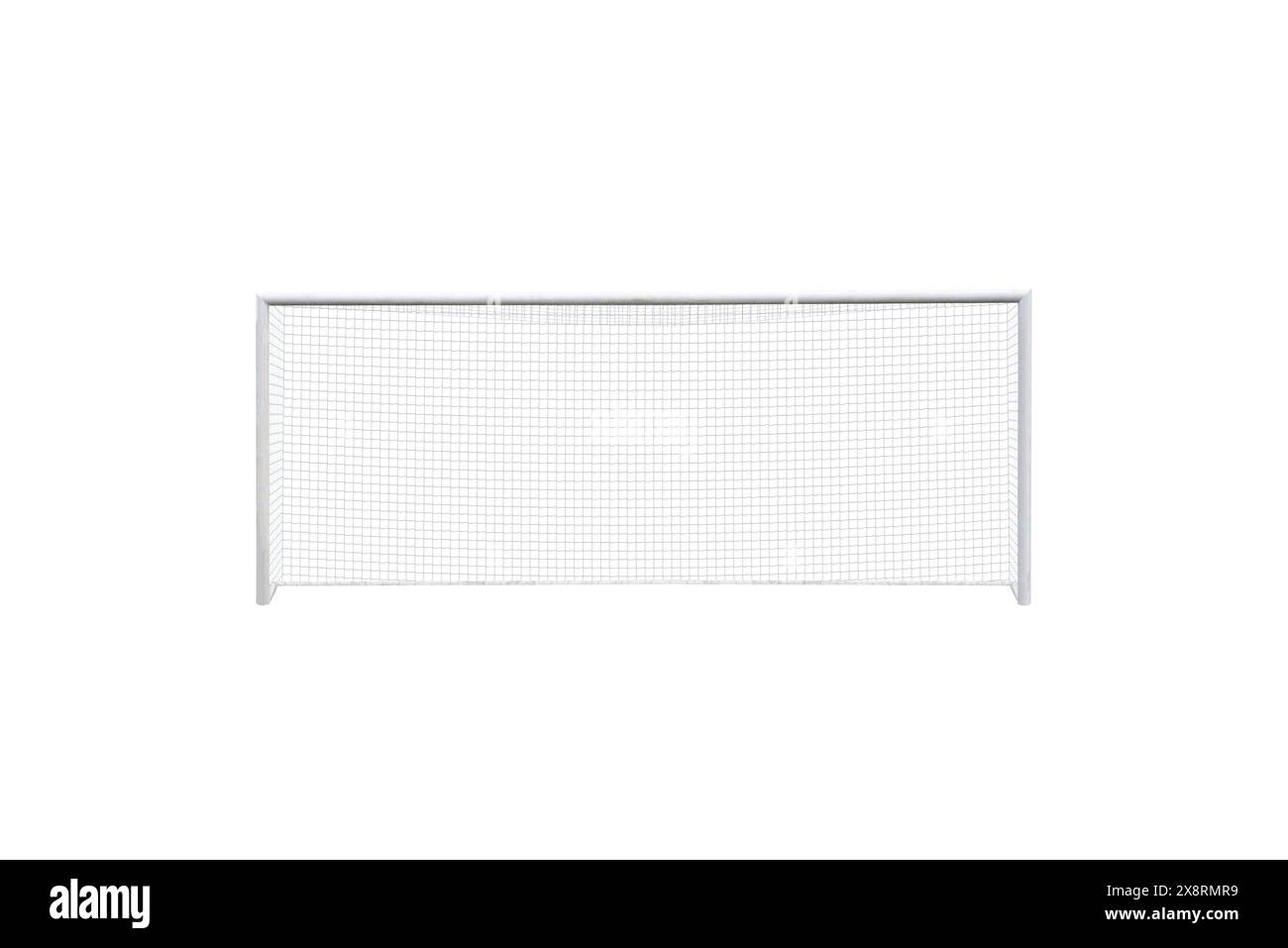 Isoliertes Fußballtor mit Netz auf weißem Hintergrund, ideal für sportliche Designs, Präsentationen und Konzepte Stockfoto