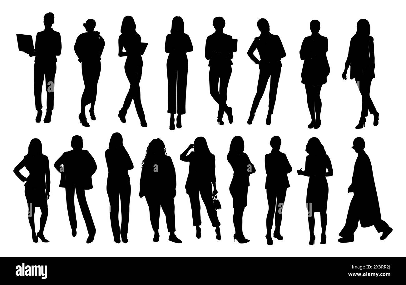 Silhouetten verschiedener schwarzer Geschäftsfrauen Stock Vektor
