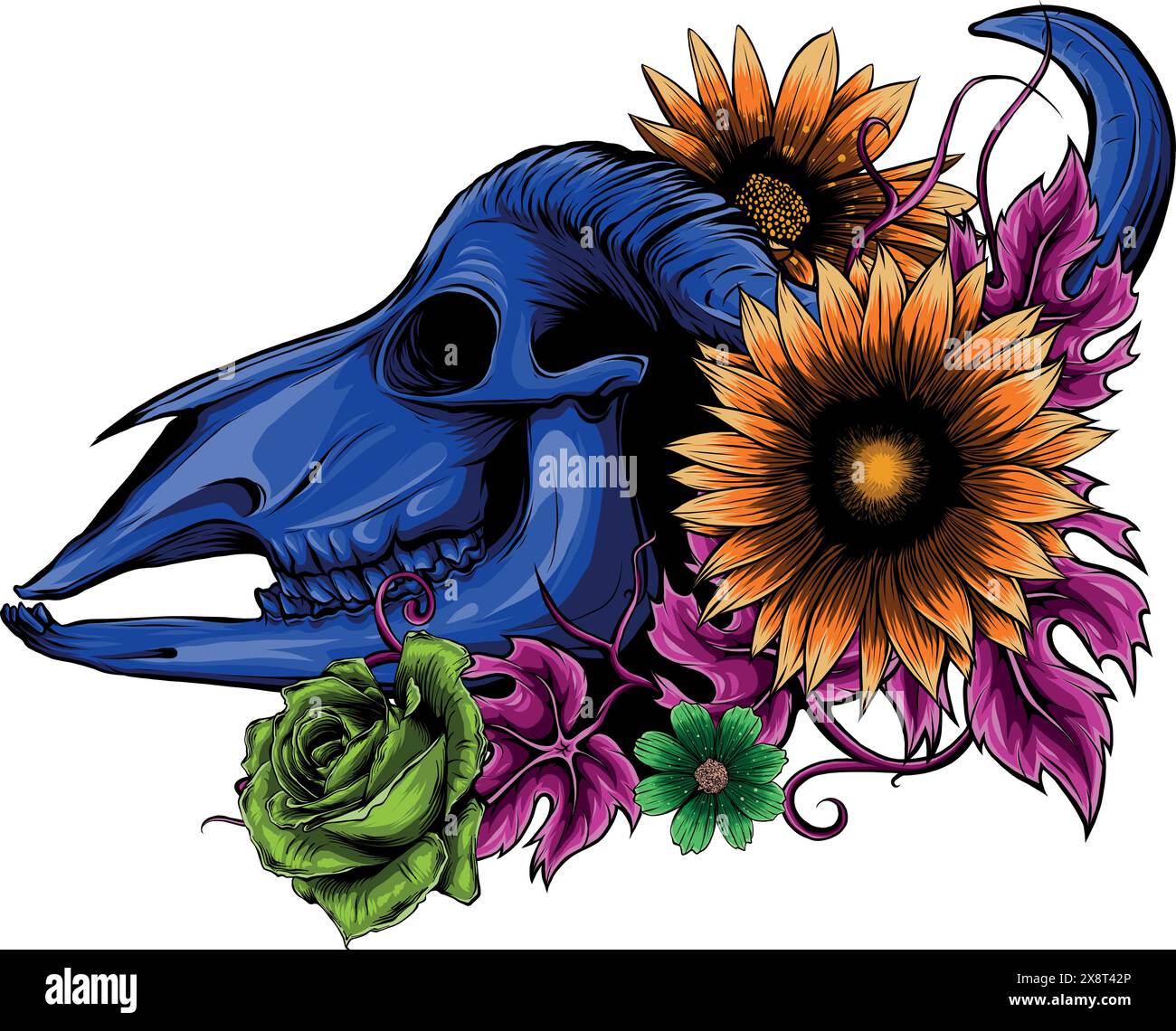 Bull Schädel mit Hupen Vektordesign Stock Vektor