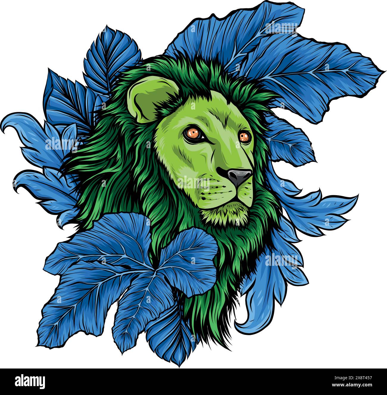 Löwenkopf farbenfrohe Handzeichnung Vektordarstellung Stock Vektor