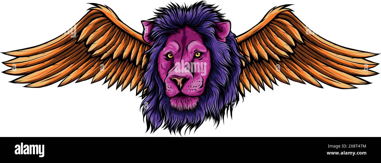 Löwenkopf farbenfrohe Handzeichnung Vektordarstellung Stock Vektor