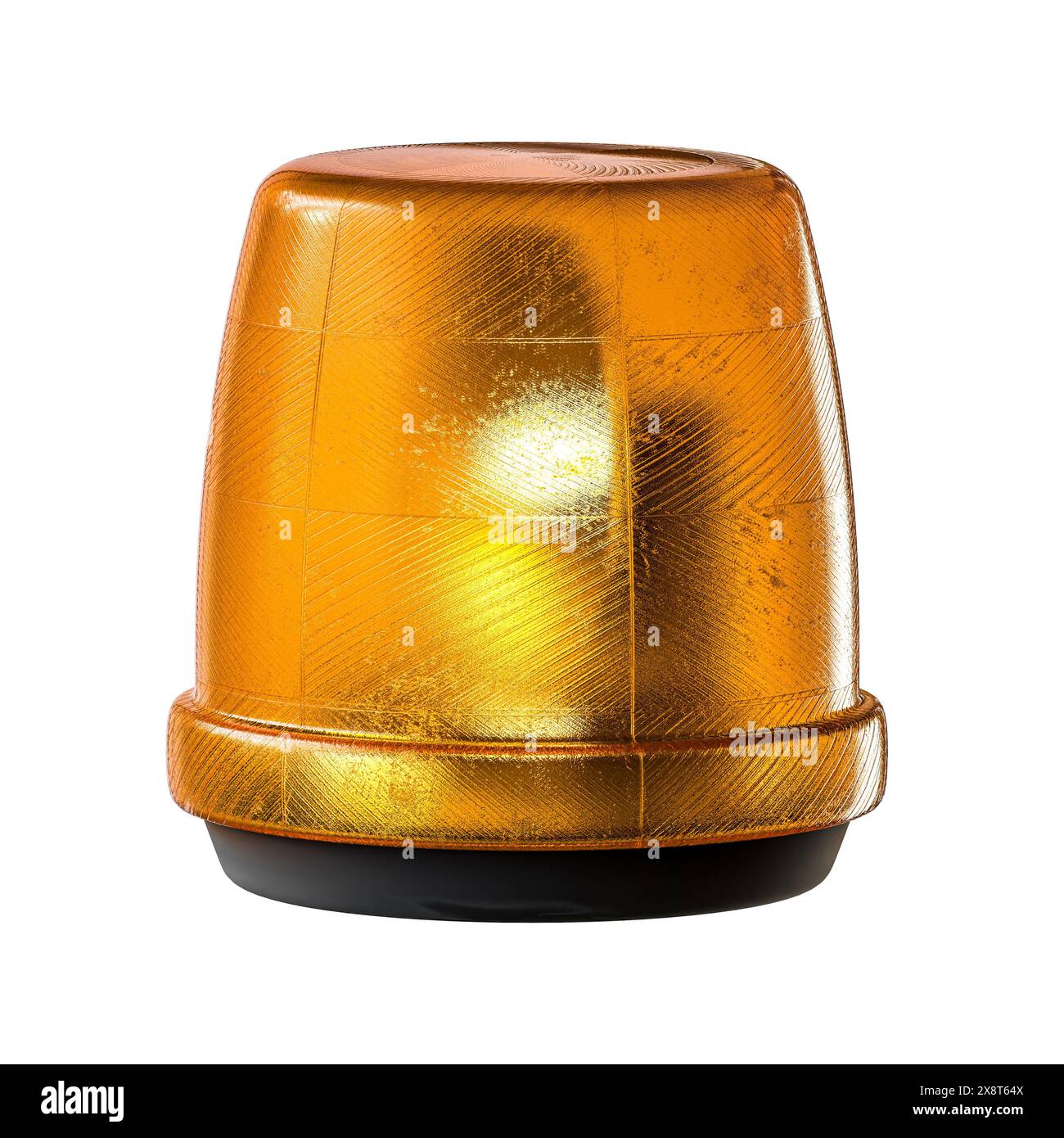 Orangefarbene Notleuchte, reflektierender Oberflächenausschnitt Stockfoto