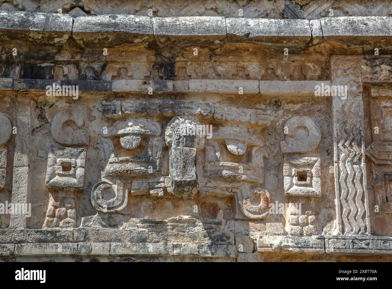 Steinschnitzereien, Kloster (Las Monja), Chichen Itza, Yucatan, Mexiko Stockfoto