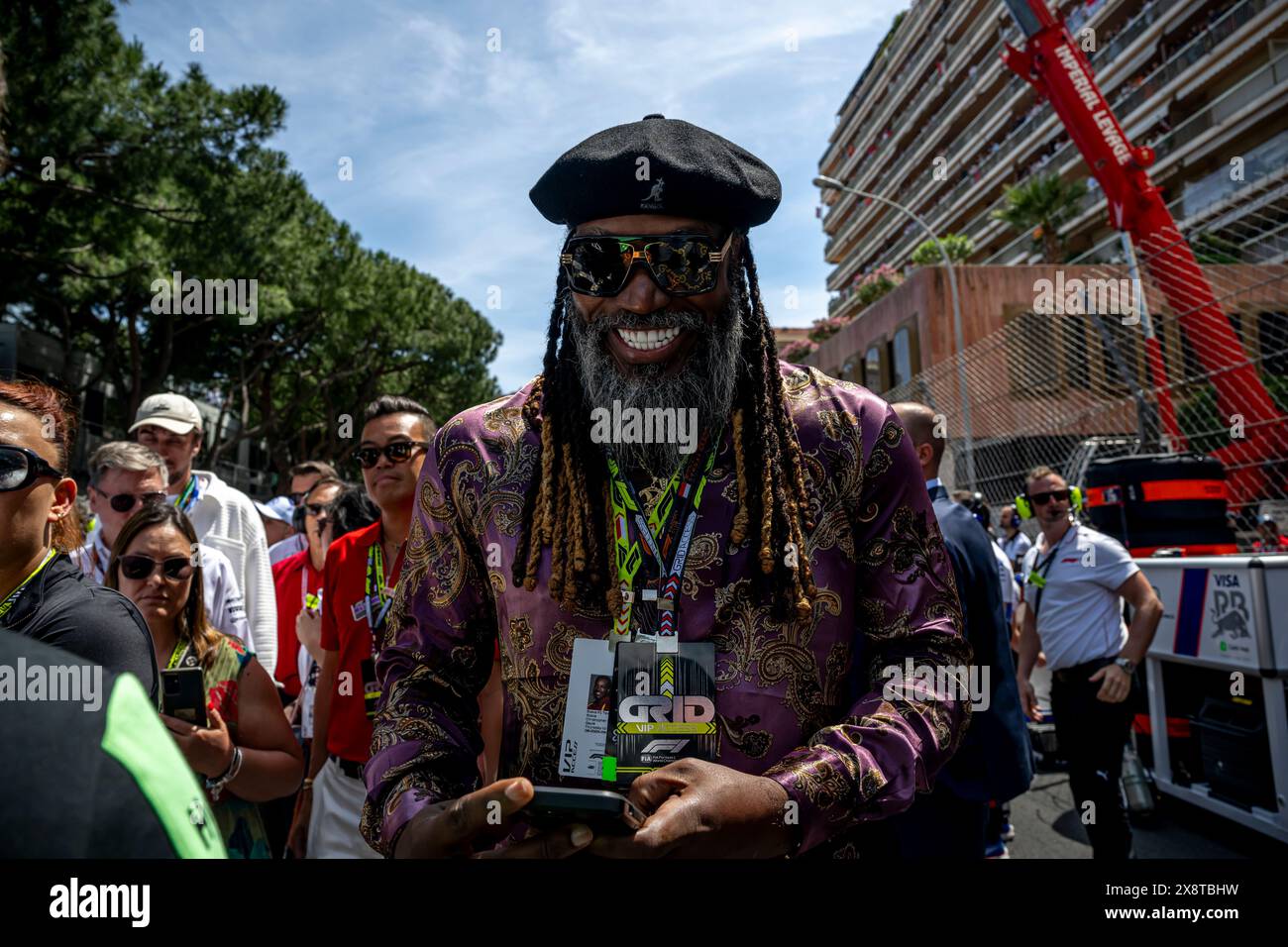 Monte Carlo, Monaco, 27. Mai 2024, Chris Gayle, Cricketspieler am Renntag, Runde 8 der Formel-1-Meisterschaft 2024. Quelle: Michael Potts/Alamy Live News Stockfoto