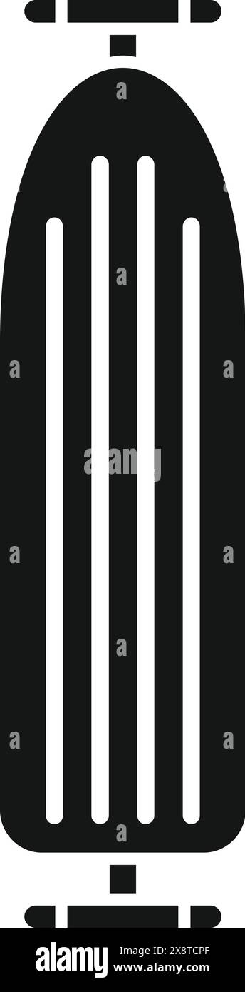 Einfaches Vektorsymbol eines Skateboards in auffälliger schwarz-weißer Silhouette Stock Vektor