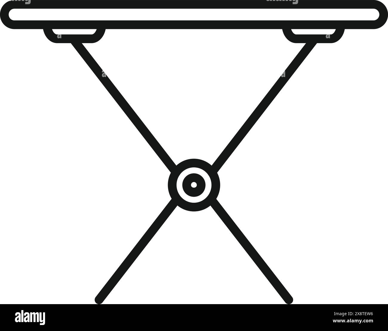 Schwarzes Symbol eines Bügelbretts auf weißem Hintergrund, das Haushaltsarbeiten darstellt Stock Vektor