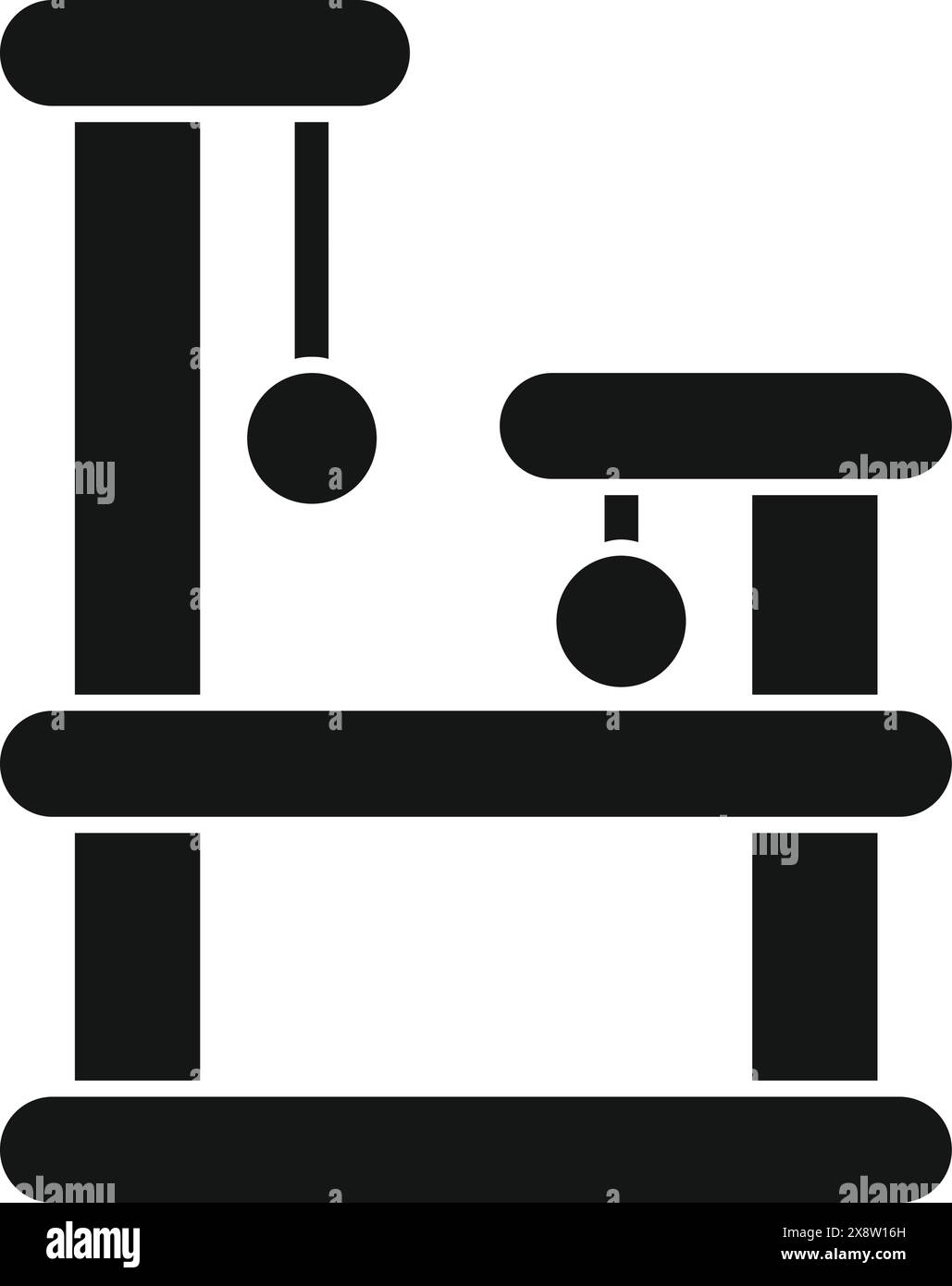 Abbildung eines Laborständers mit schwarzer Silhouette und verstellbaren Klemmen, der in der wissenschaftlichen Forschung verwendet wird Stock Vektor