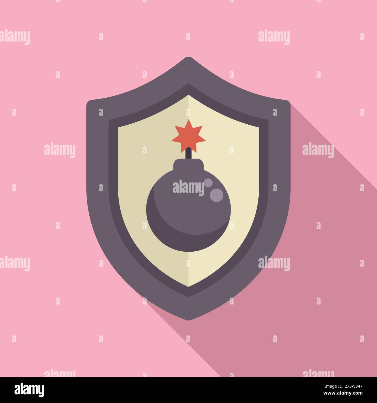 Flaches Design einer Bombe auf einem Schild, symbolisiert Schutz vor Bedrohungen Stock Vektor
