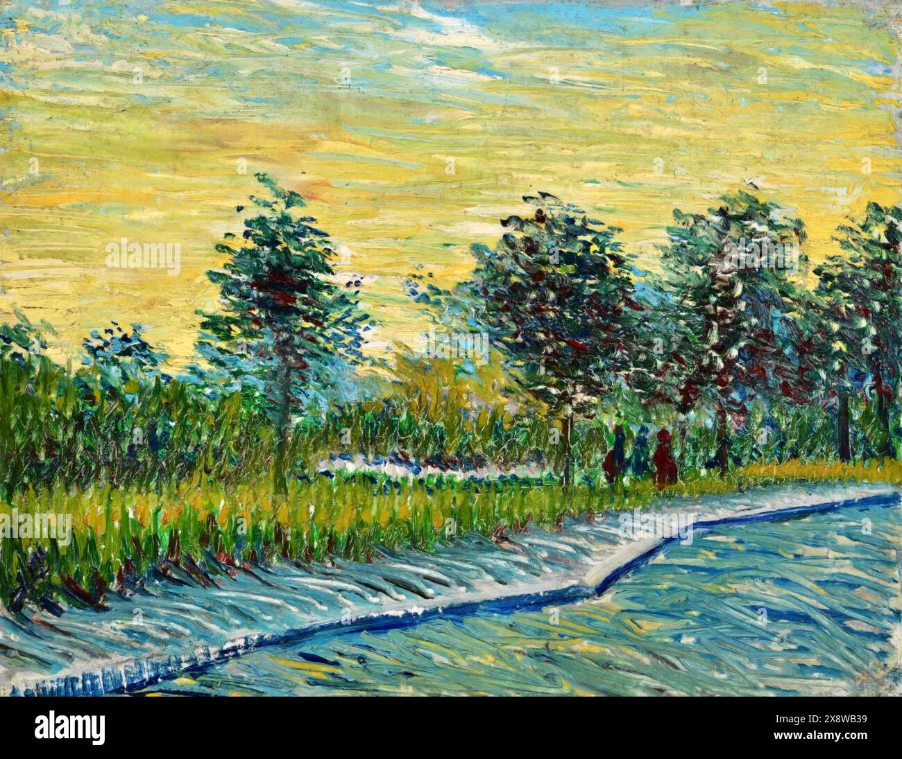 Platz Saint-Pierre bei Sonnenuntergang, 1887 (Gemälde) Künstler Gogh, Vincent van (1853-90) Niederländisch. Stock Vektor