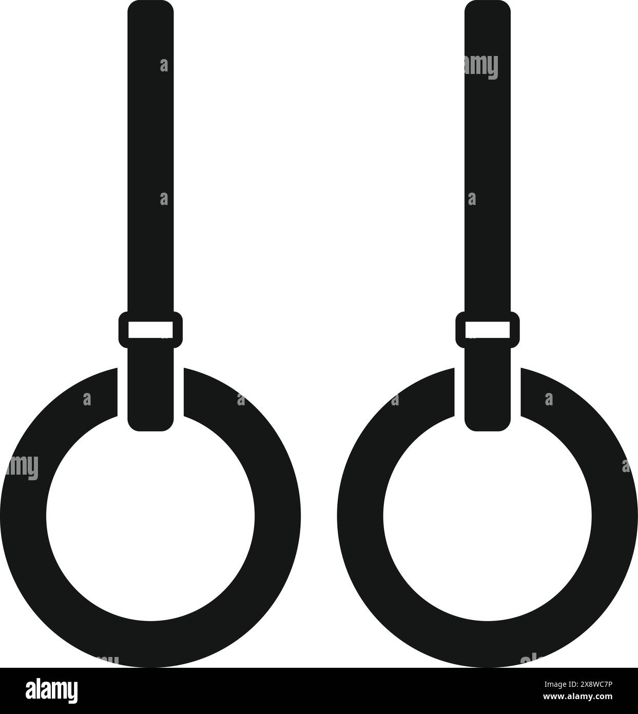 Schwarz-weiße Vektor-Illustration von Turnringen, perfekt für fitnessbezogene Designs Stock Vektor