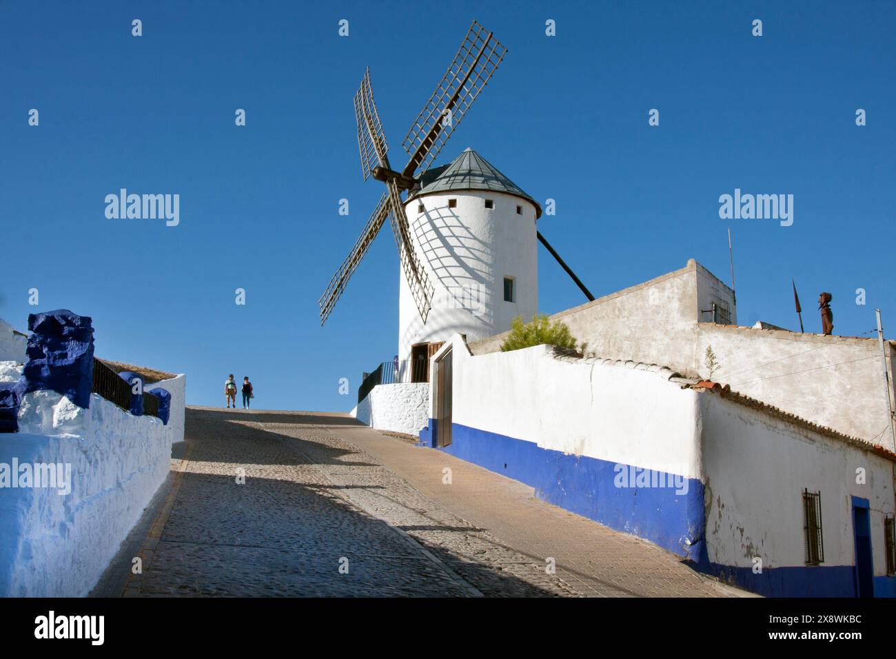Campo de Criptana und die Windmühlen auf der Ruta de Don Quijote, Provinz Cuidad Real, Castilla la Mancha, Spanien Stockfoto