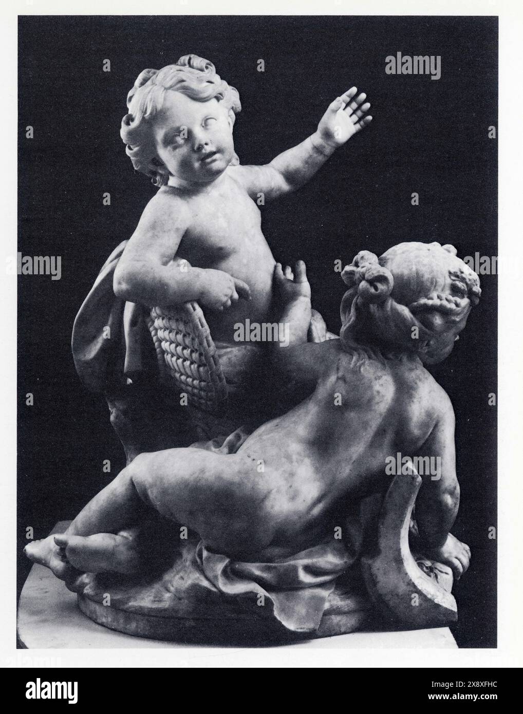 Jean-Joseph Vinache. 1696-1754. Et Nicolas-Francois Gillet.1709-1791. Enfants jouant avec des Fleurs. Gruppe, marbre Stockfoto