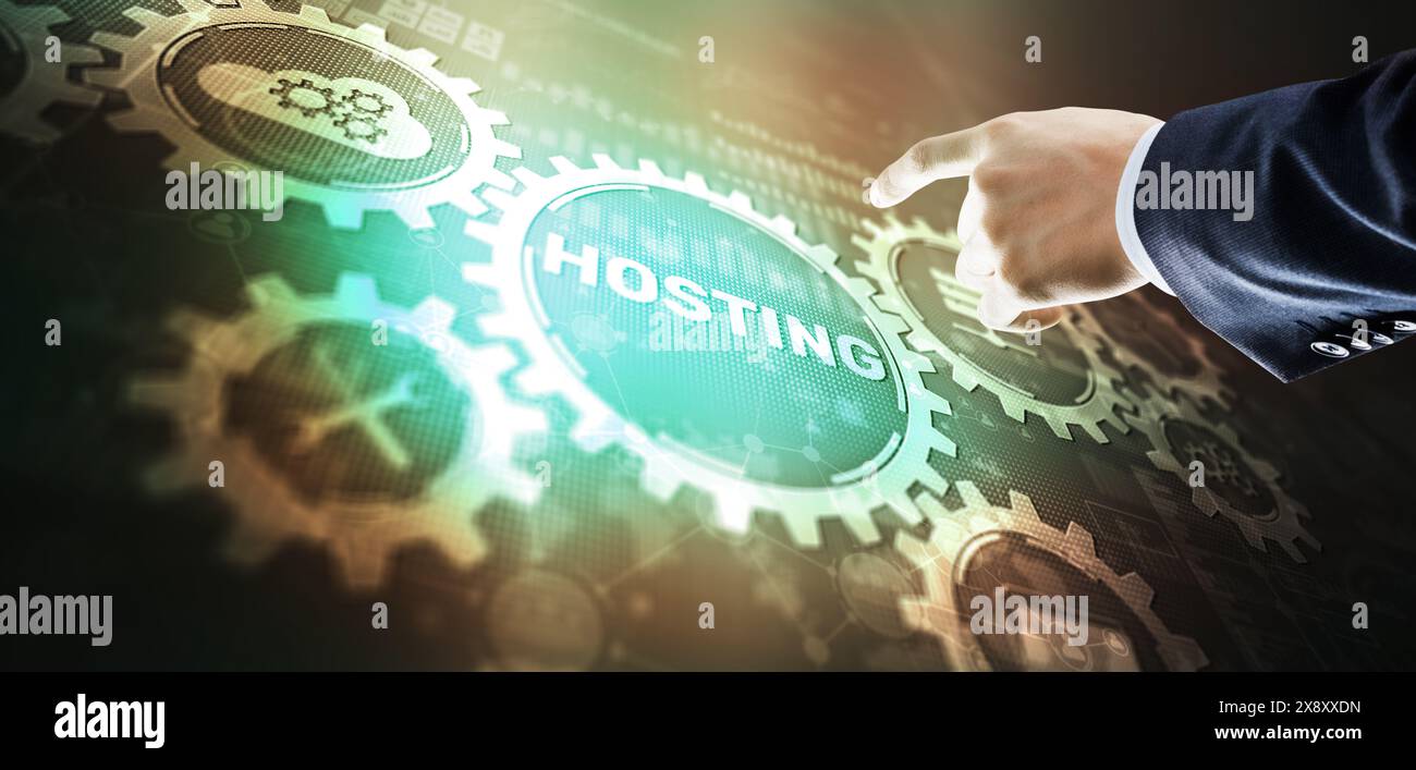 Hosting von Cloud- und Edge-Computing-Technologiekonzepten. Gemischte Medien. Stockfoto