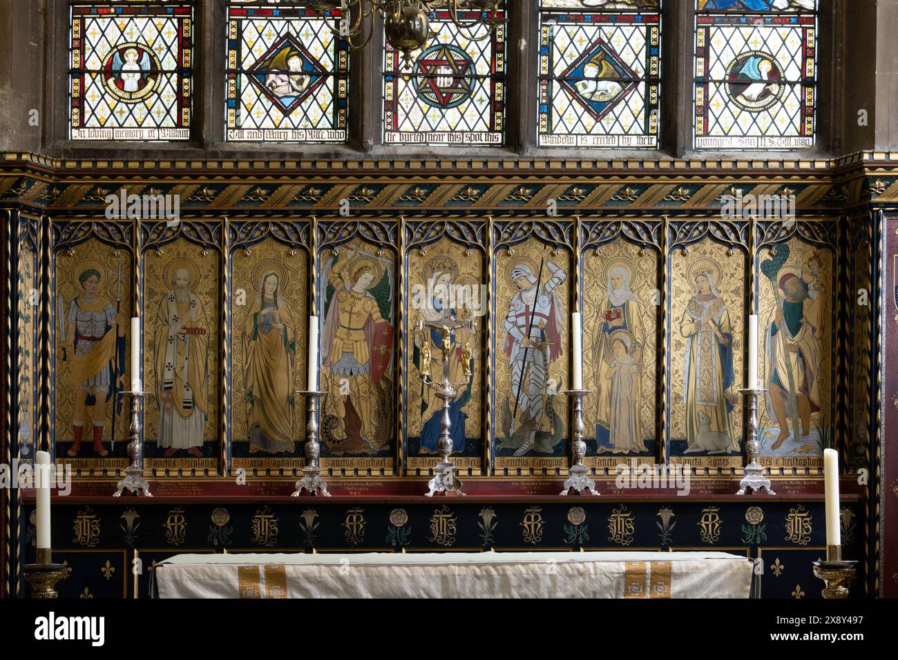 The Reredos, All Hallows Church, Wellingborough, Northamptonshire, England, UK Stockfoto