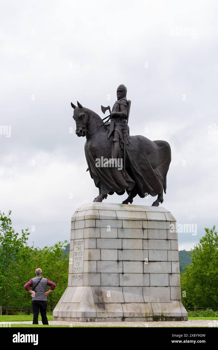 Statue von Robert dem Bruce König von Schotten, am Denkmal für die Schlacht von Bannockburn, Bannockburn Visitor Centre, Stirling Schottland Stockfoto