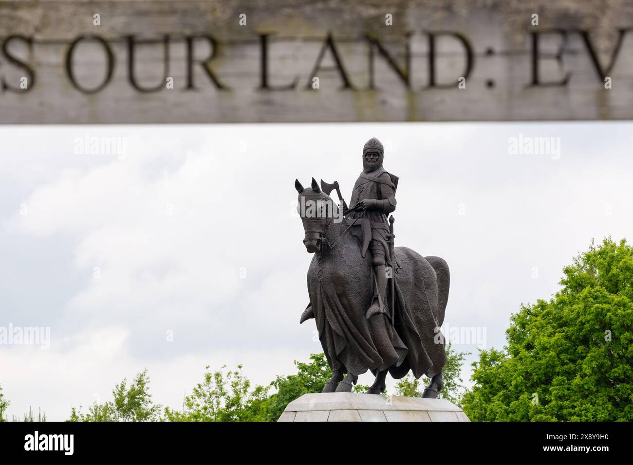 Statue von Robert dem Bruce König von Schotten, am Denkmal für die Schlacht von Bannockburn, Bannockburn Visitor Centre, Stirling Schottland Stockfoto