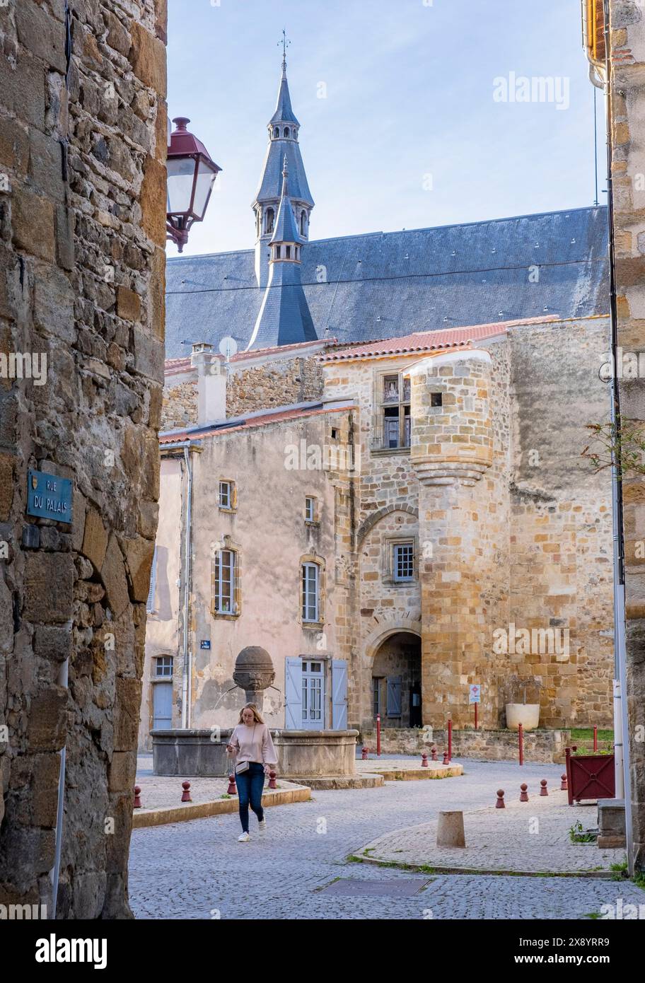 Frankreich, Puy de Dome, Vic le Comte, gekennzeichnet mit Petites Cités de Caractère® (kleine Städte mit bemerkenswertem Erbe), Vieux Marche Square, Allier Valley, L Stockfoto