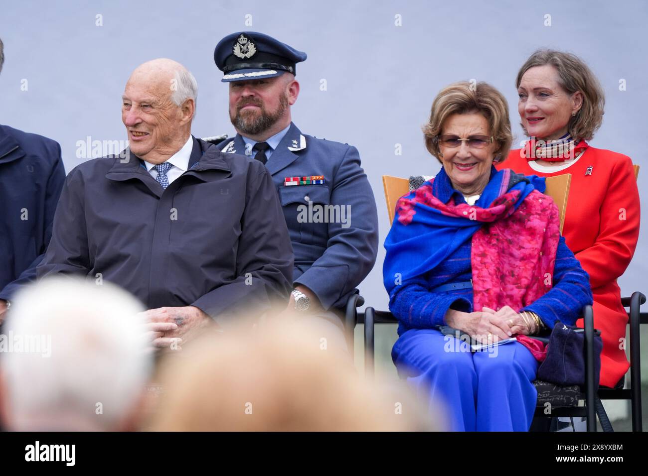 Hallo in Lund 20240528. König Harald und Königin Sonja besuchen Moi in der Gemeinde Lund in Rogaland im Zusammenhang mit den Grafschaftsbesuchen in Agder und Rogaland am 26-30. Mai. Foto: Lise Åserud / NTB Stockfoto