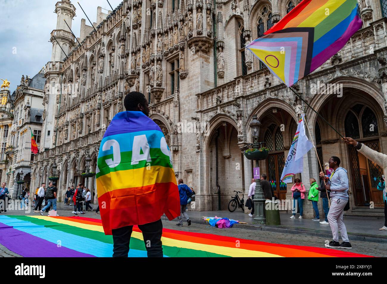 Bruxelles, Belgique. Mai 2024. © Nicolas Landemard/Le Pictorium/MAXPPP - Bruxelles 16/05/2024 Nicolas Landemard/Le Pictorium - 16/05/2024 - Belgique/Bruxelles/Bruxelles - Lancement de la Pride a Bruxelles la veille du defile qui devait reunir environ 60000 personnes dans les rues de la capitale. - Valeurs ACtuelles Out, no jdd, jdd OUT, RUSSIA OUT, NO RUSSIA #norussia/16/05/2024 - Belgium/Brüssel/Brüssel - Pride startete am Tag vor der Parade in Brüssel, die voraussichtlich rund 60.000 Menschen auf den Straßen der Hauptstadt zusammenbringen wird. Quelle: MAXPPP/Alamy Live News Stockfoto