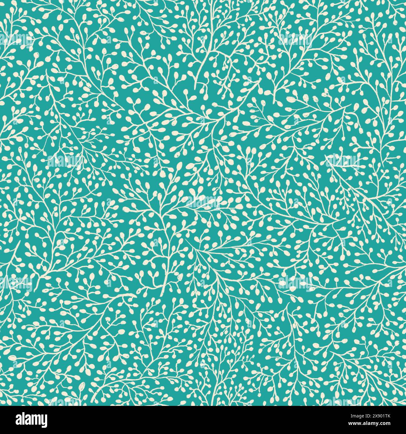 Nahtloses digitales Oberflächenmuster, zweifarbig hinterlegte Zweige Stockfoto