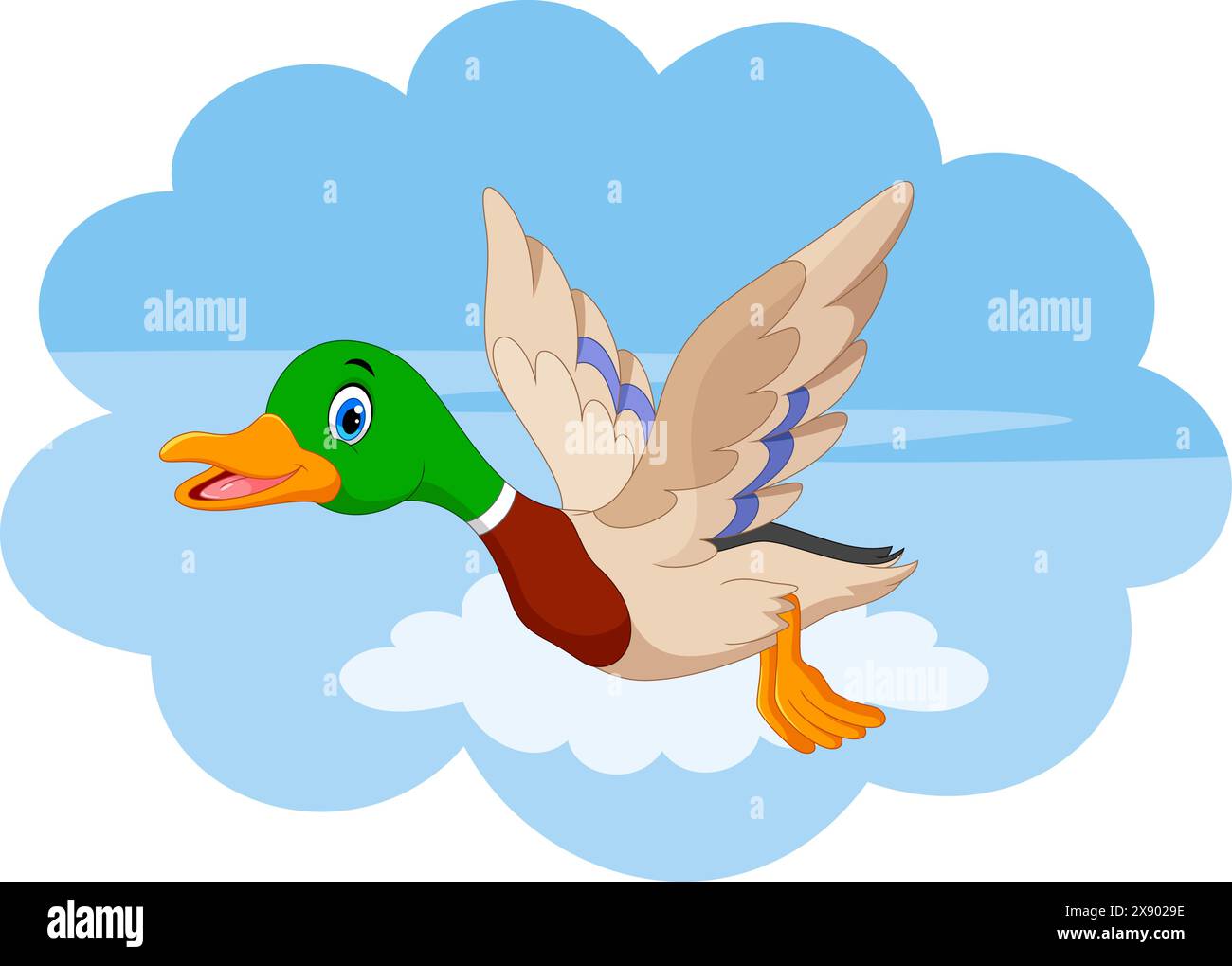 Niedlicher Entencartoon isoliert auf weißem Hintergrund Stock Vektor