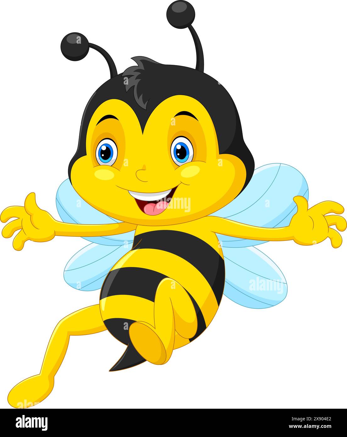 Niedliche Honigbienen-Karikatur fliegen Stock Vektor