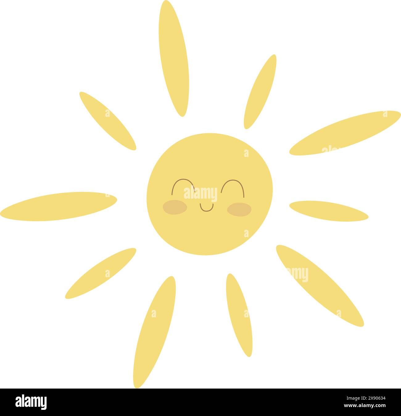 Happy Sun Vektor Illustration. Gelbe Farben Stock Vektor