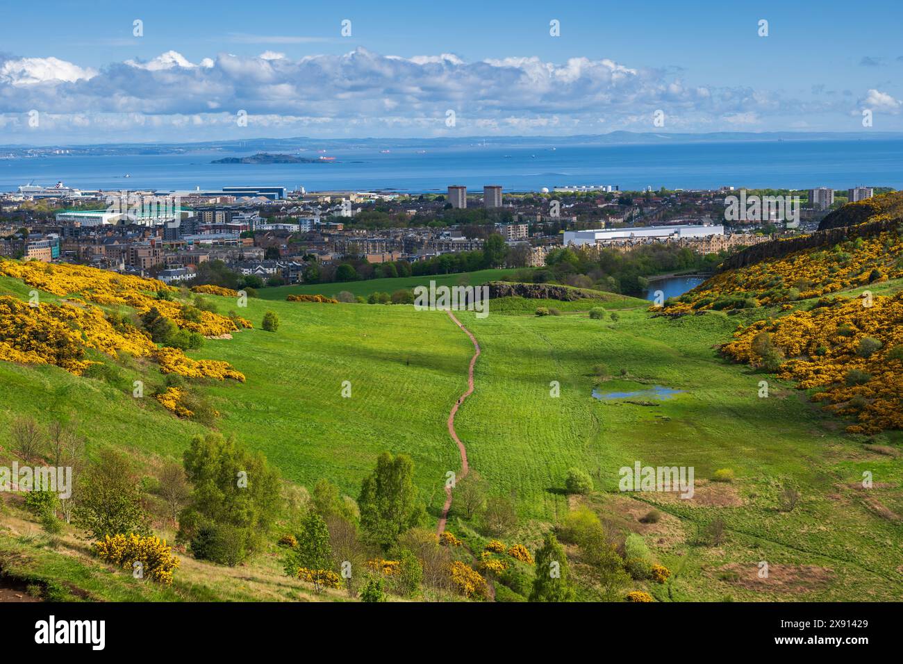 Holyrood Park Landschaft in Edinburgh in Schottland, Großbritannien. Stockfoto
