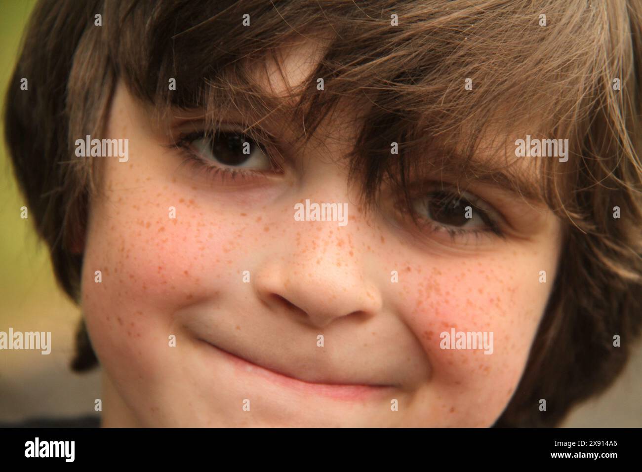 Porträt eines Jungen mit Sommersprossen Stockfoto