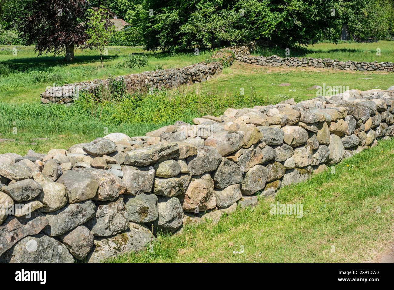 Steinmauern im Hovdala Castle in Haessleholm, Skane County, Schweden, Skandinavien Stockfoto