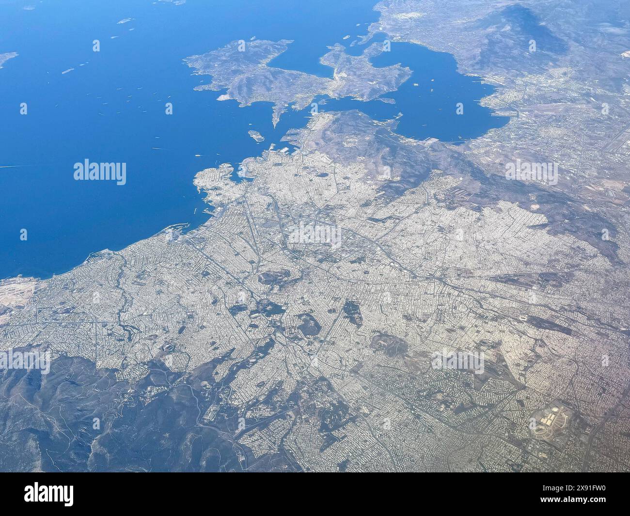 Luftaufnahme aus großer Höhe Überblick über die Stadt Athen, Athen, Griechenland Stockfoto