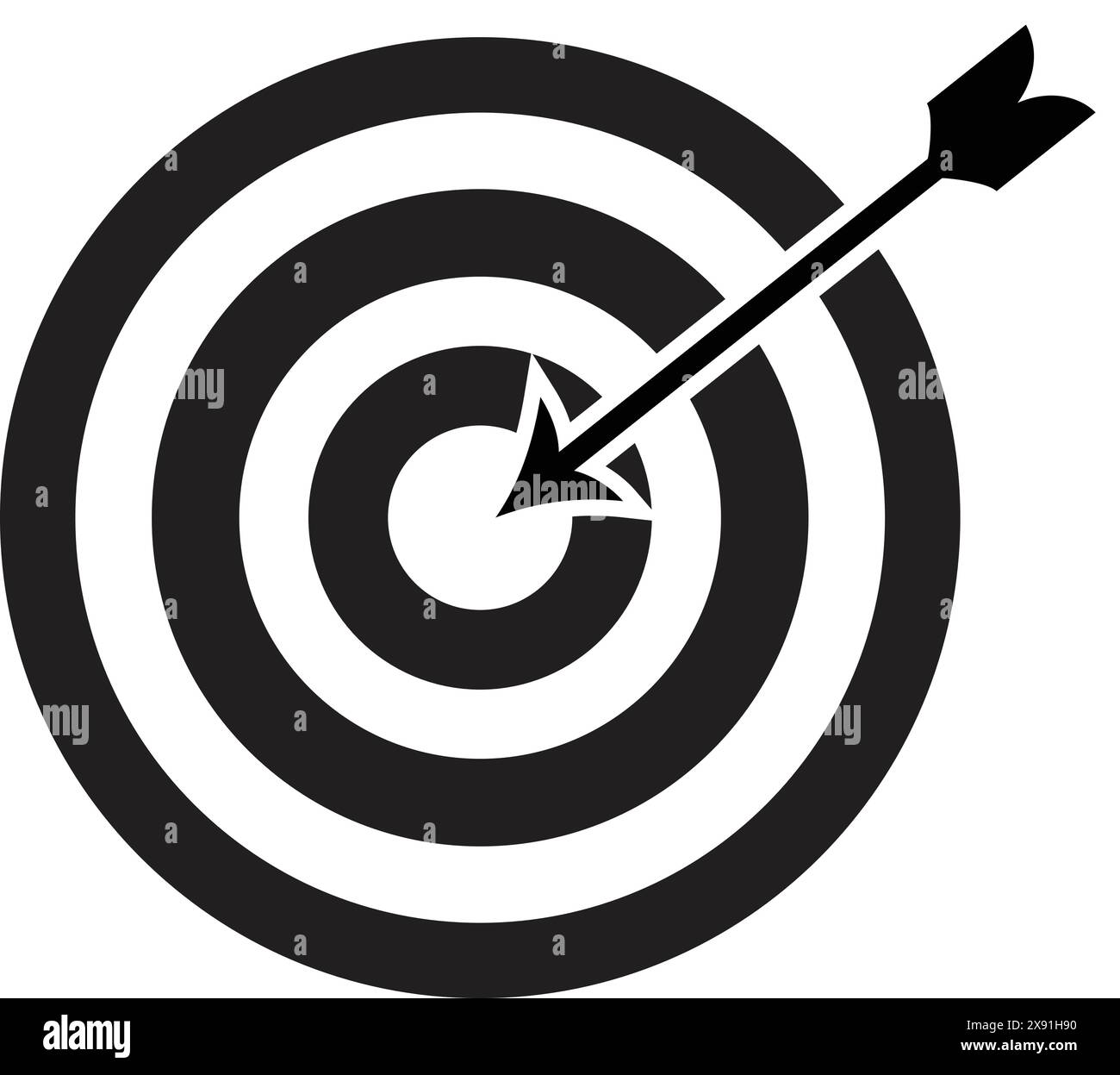 Pfeil auf Ehrgeiz Bogenschießen, Ehrgeiz Bogenschießen, Pfeilgeiz, Zielsymbol, Angriff auf das Ziel, Bogenschießziel mit Pfeil Stock Vektor
