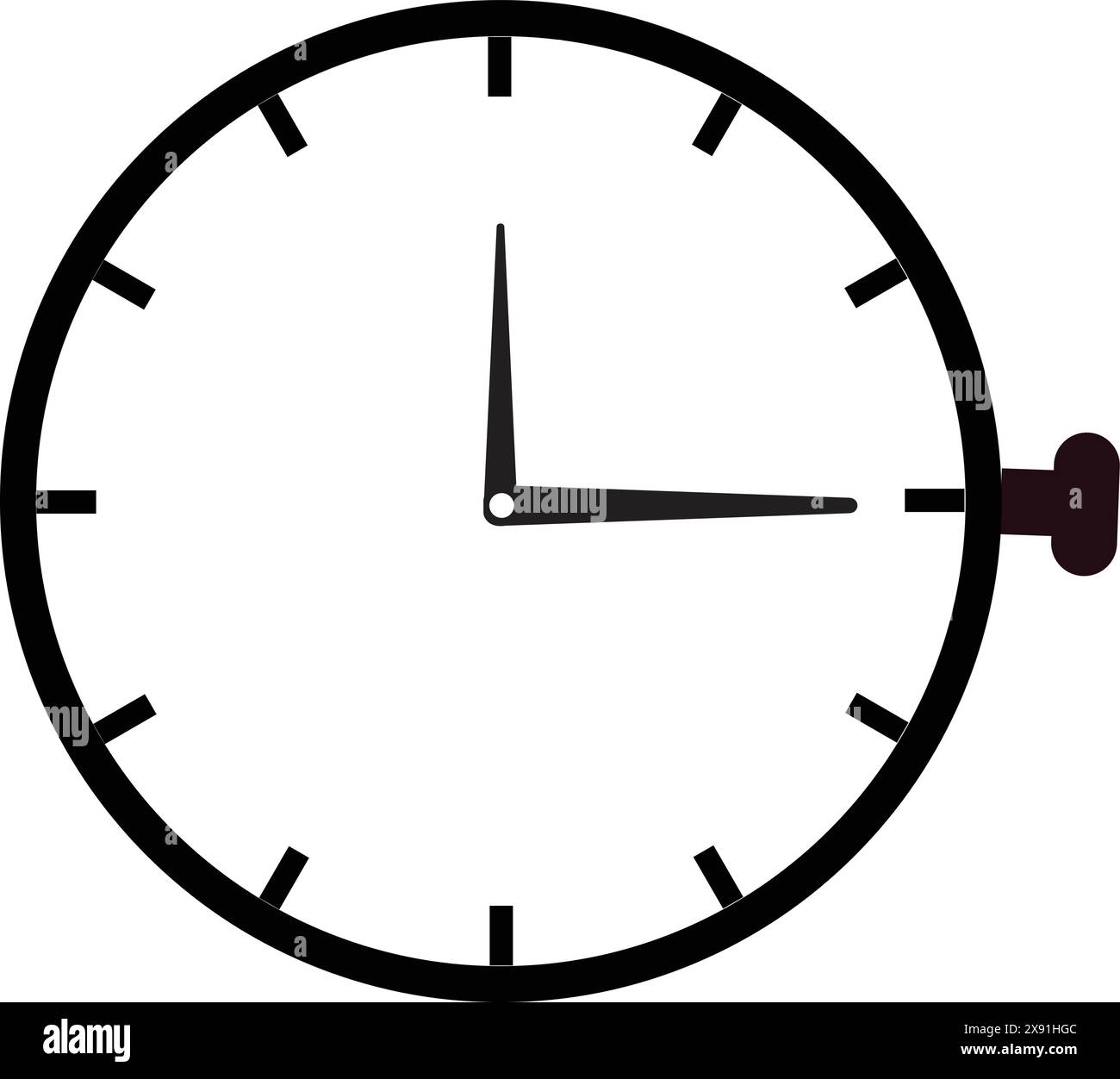 Uhr Schwarz-weiß-Symbol, Uhrensymbol, Zeitwecker, Timer-Symbol, Uhrensymbol, Zeitsymbol Stock Vektor