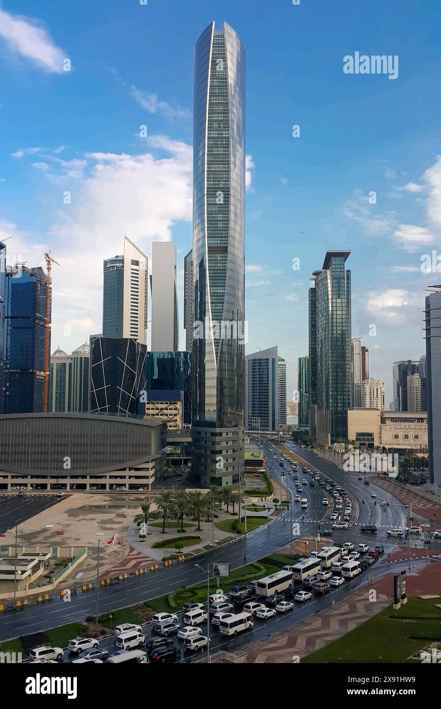 Wolkenkratzer in der Skyline des Finanzdistrikts in West Bay, Doha, Katar Stockfoto