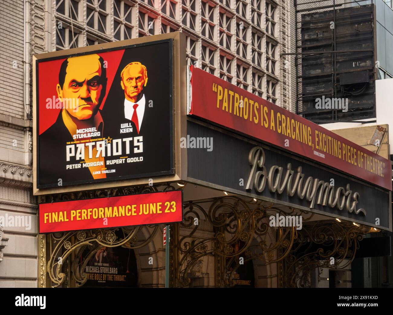 Patriots Theaterschild im Broadway Theaterviertel in Manhattan NYC Stockfoto