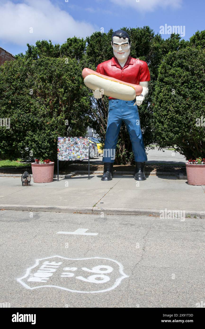 Hot Dog Muffler man in Atlanta, Illinois Stockfoto