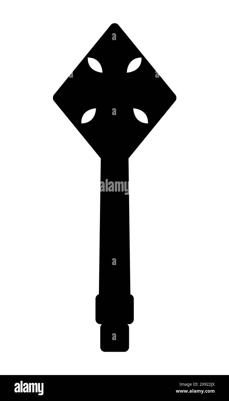 Authentisches Kreuz, äthiopische christliche Kirche, seltene Form. Konturvektor. Stock Vektor