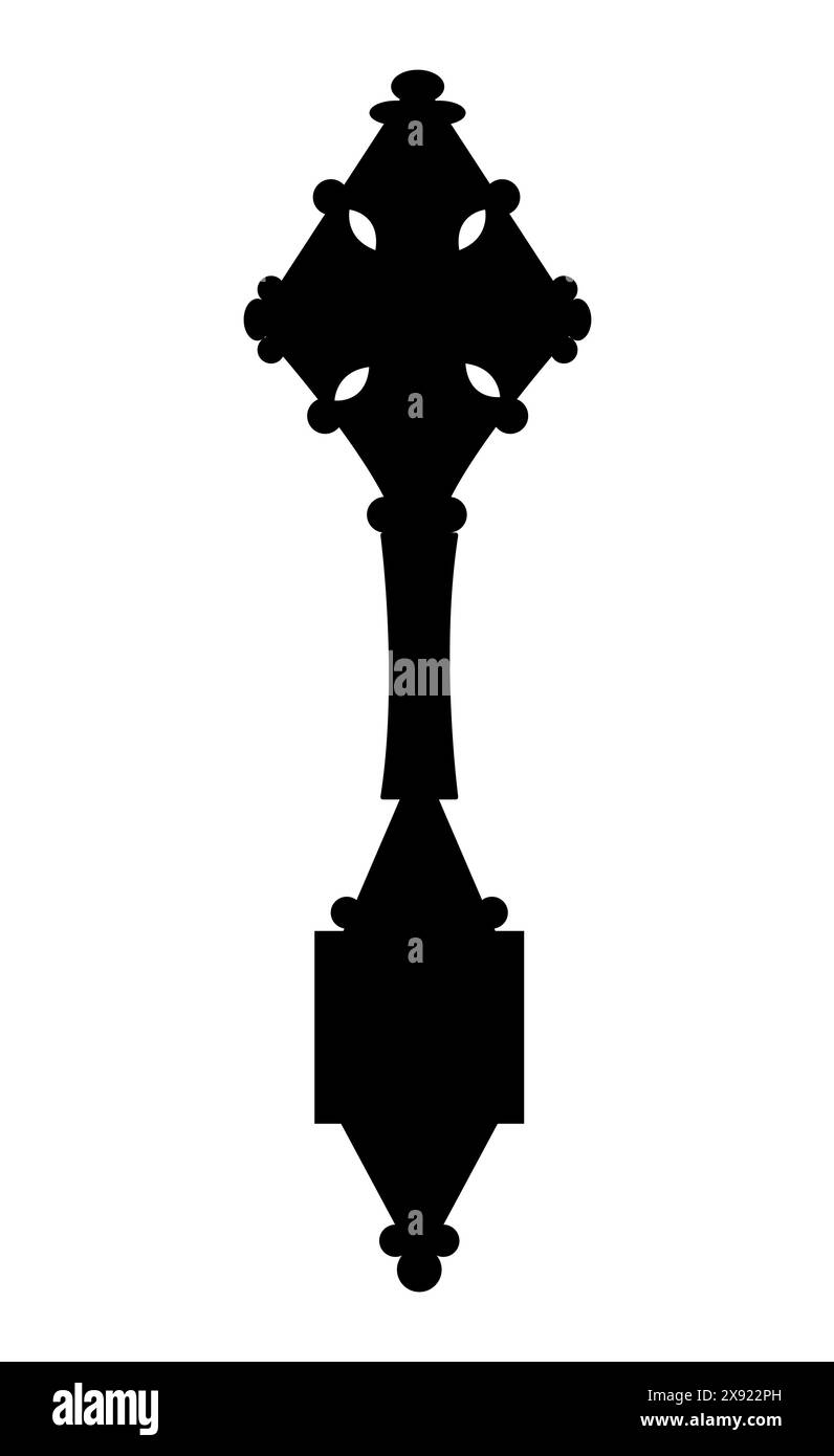 Authentisches Kreuz, äthiopische christliche Kirche, seltene Form. Konturvektor. Stock Vektor