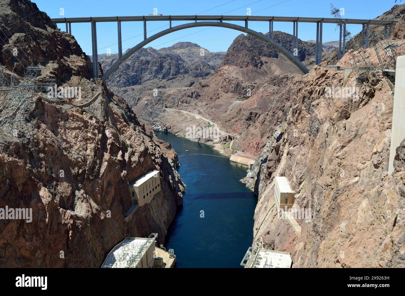 Hoover Dam Bypass Bridge im Black Canyon des Colorado River, Nevada, USA Stockfoto