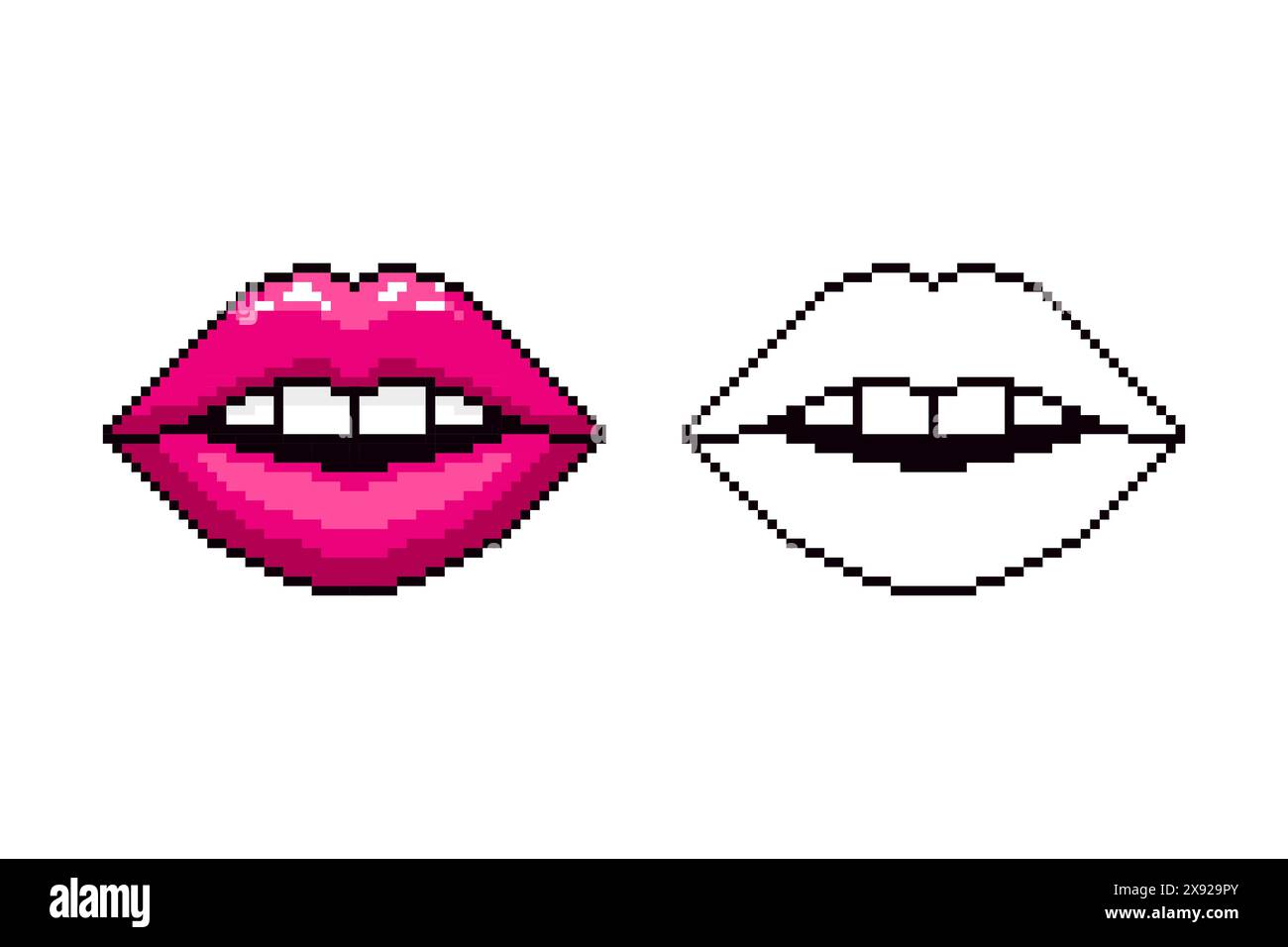 Lippen im Pixel-Art-Stil. Stock Vektor