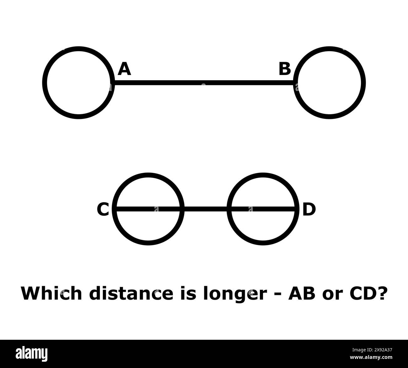Optische Illusionsdarstellung. Puzzle. Gehirn-Teaser. Schwarz-weiß Stockfoto