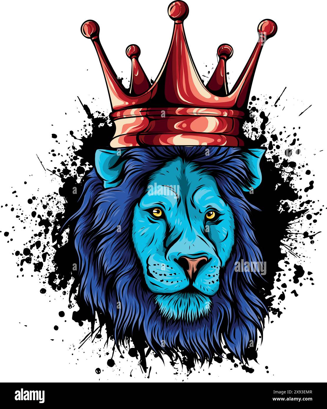 Löwenkopf farbenfrohe Handzeichnung Vektordarstellung Stock Vektor