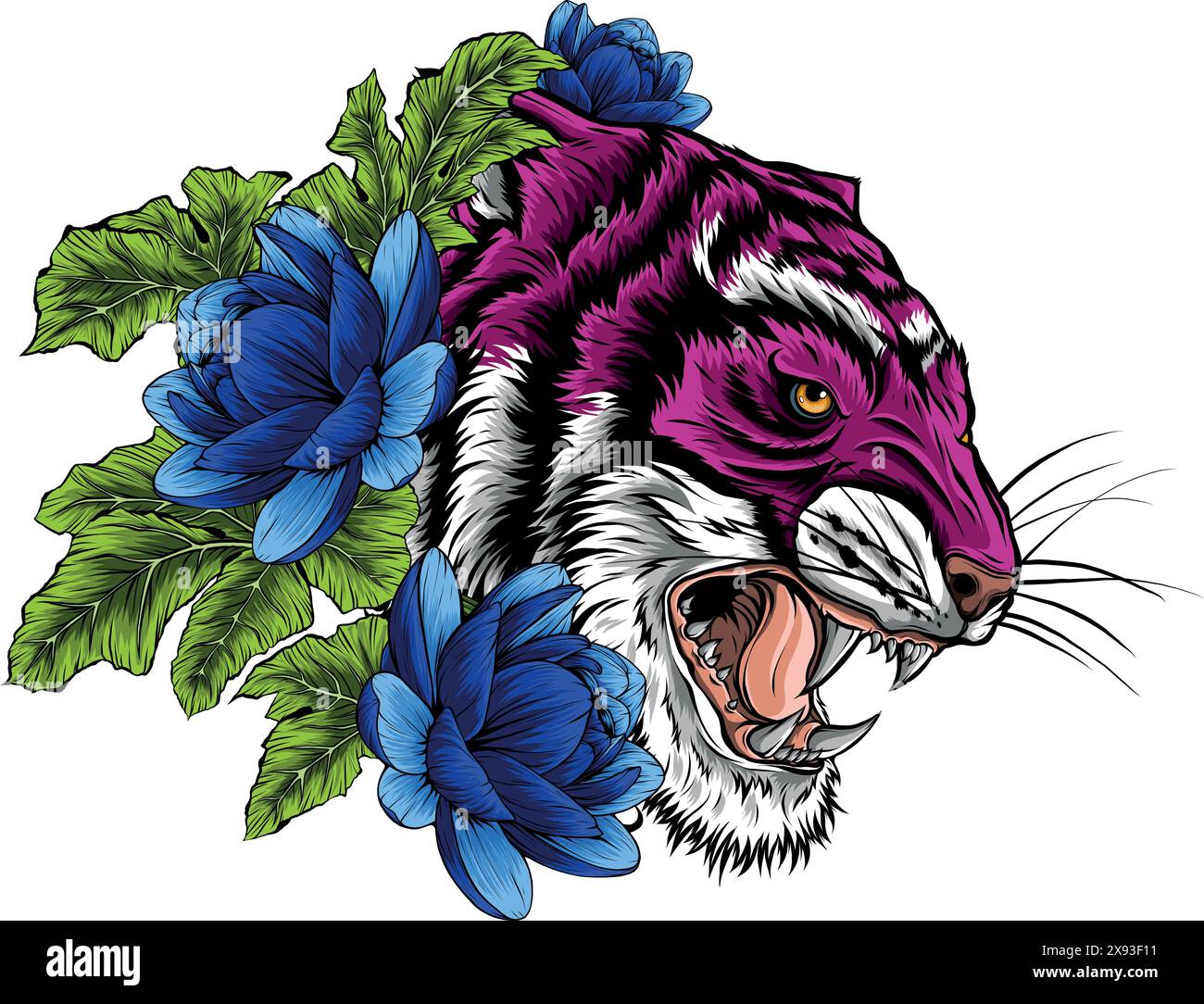 tigerkopf in detailliertem Vektordesign Stock Vektor