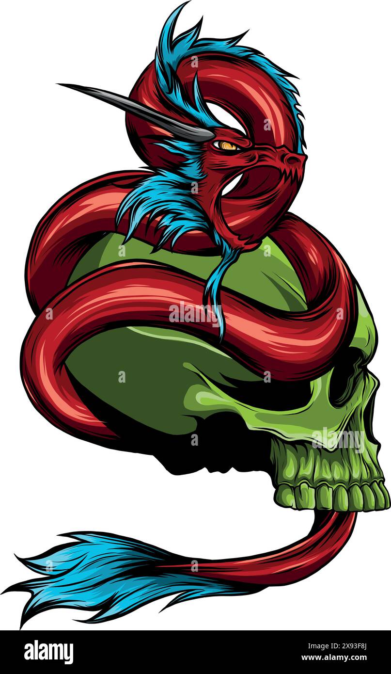 Zeichnung eines bunten Drachen-Vektordesigns Stock Vektor