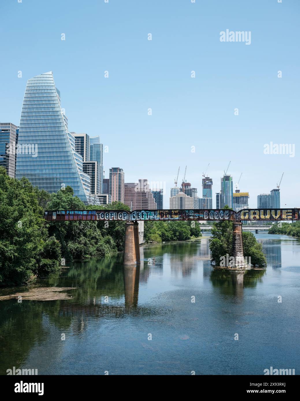 Austin Rvier Seite und Skyline Stockfoto