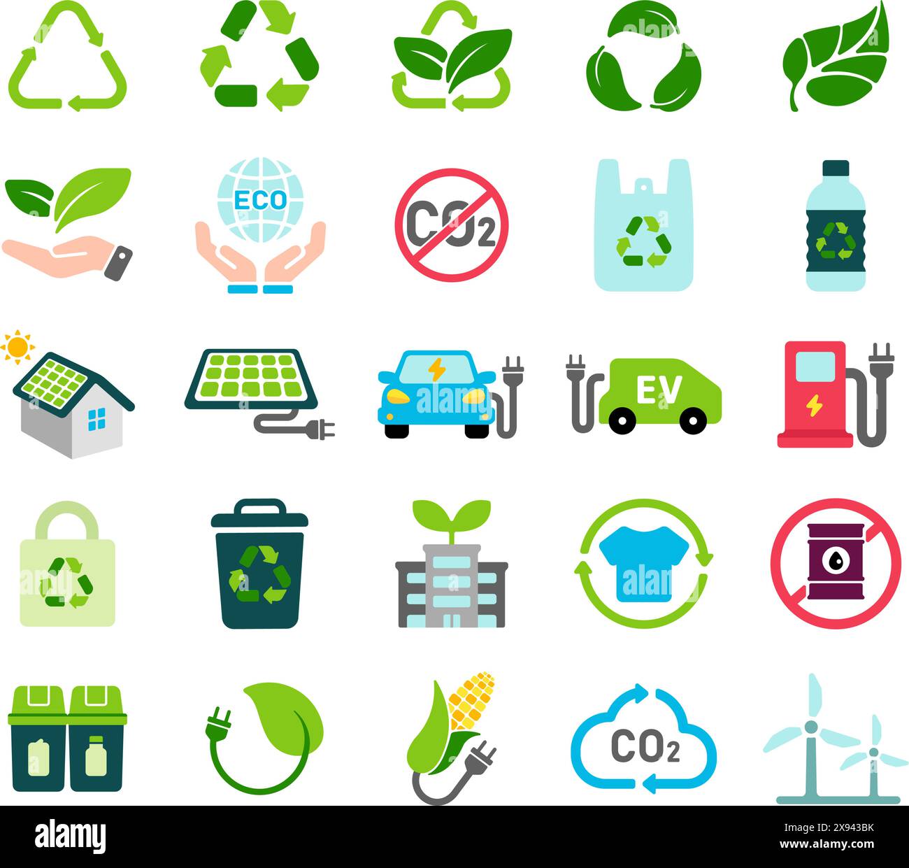 Ökologie Thema Vektor Symbol Illustration Set ( Farbversion ) Stock Vektor