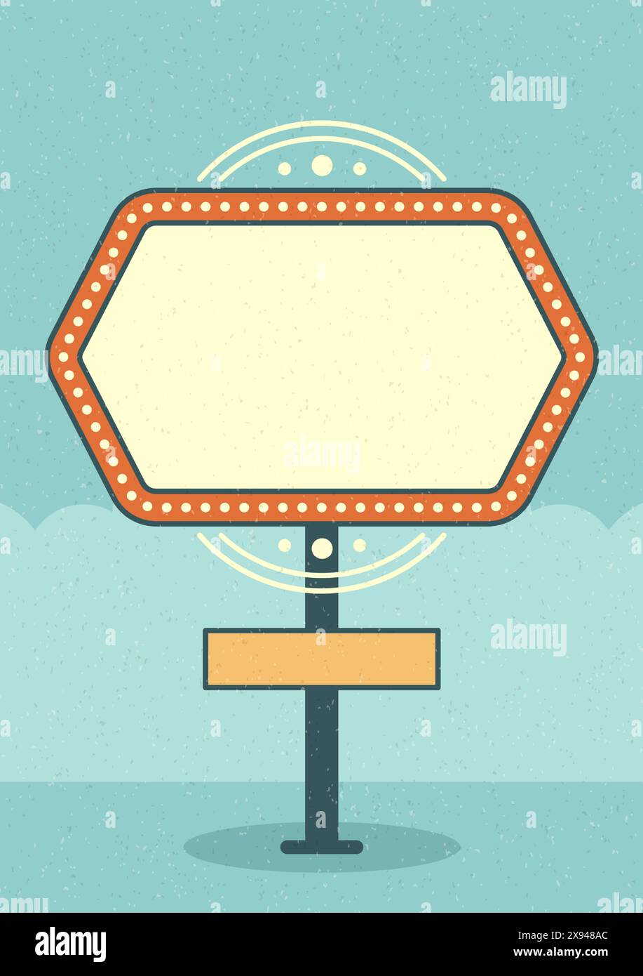 Retro-Schilder Plakate Typografisches Werbeplakat-Design. Ort für Nachricht. Amerikanischer Signage-Stil Vektor-Hintergrund. Retro-Schild, Vinage Frame. Stock Vektor