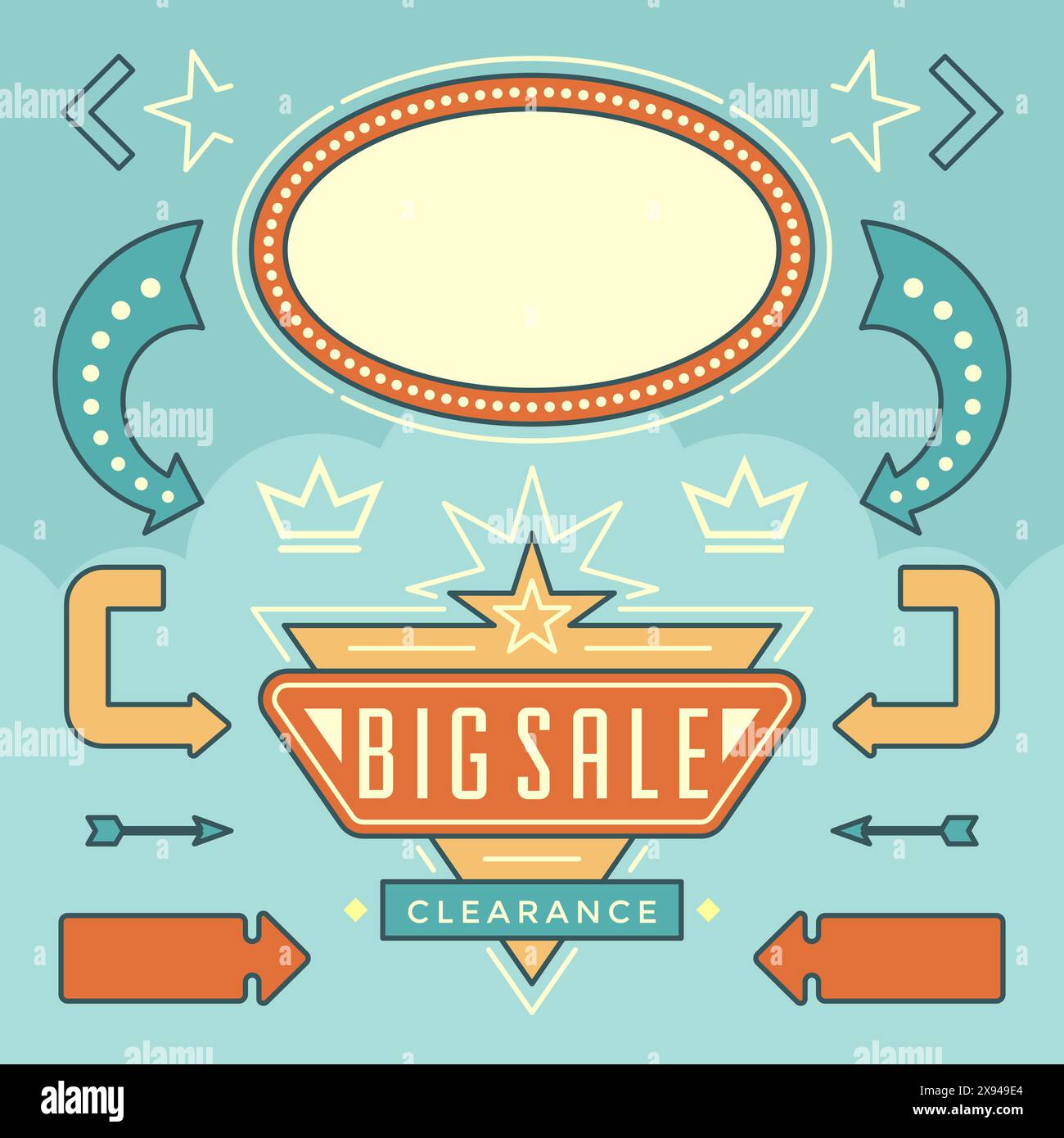 Retro American 1950er Jahre Design-Elemente-Set. Leuchtmittel Für Reklametafeln, Rahmen, Pfeile, Symbole, Neonlampen. Für Werbung: Poster Retro Sign. V Stock Vektor